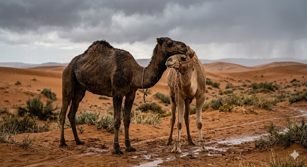 المطر والإبل.. حكاية عشقٍ أزلي في الصحراء