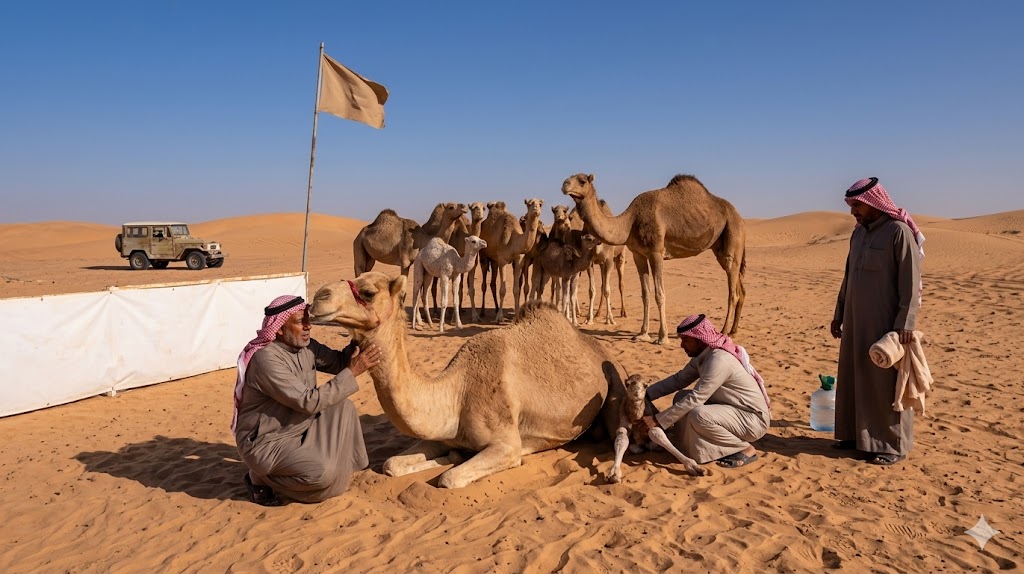 ولادة الإبل في الصحراء.. معركة صامتة بين الطبيعة وخبرة المربين