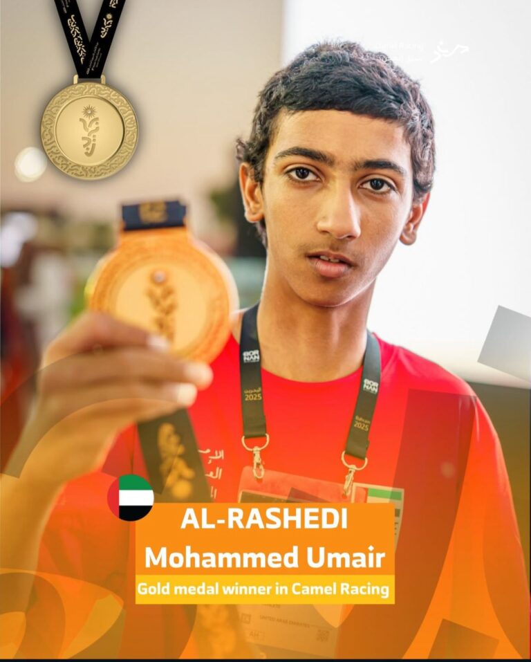 الراشدي: فخور أن حفيدي محمد رفع راية الوطن وحقق أول ذهبية آسيوية للهجن