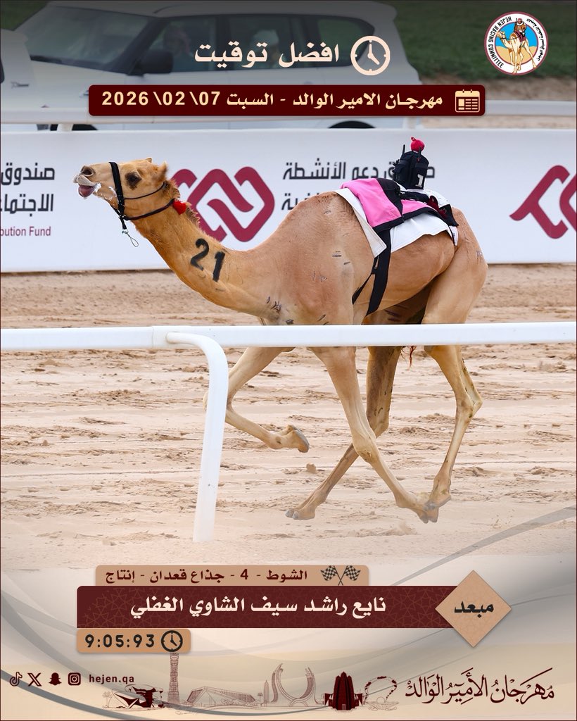 سباق مهرجان صاحب السمو الأمير الوالد 2026 : نتائج الإيذاع لأبناء القبائل